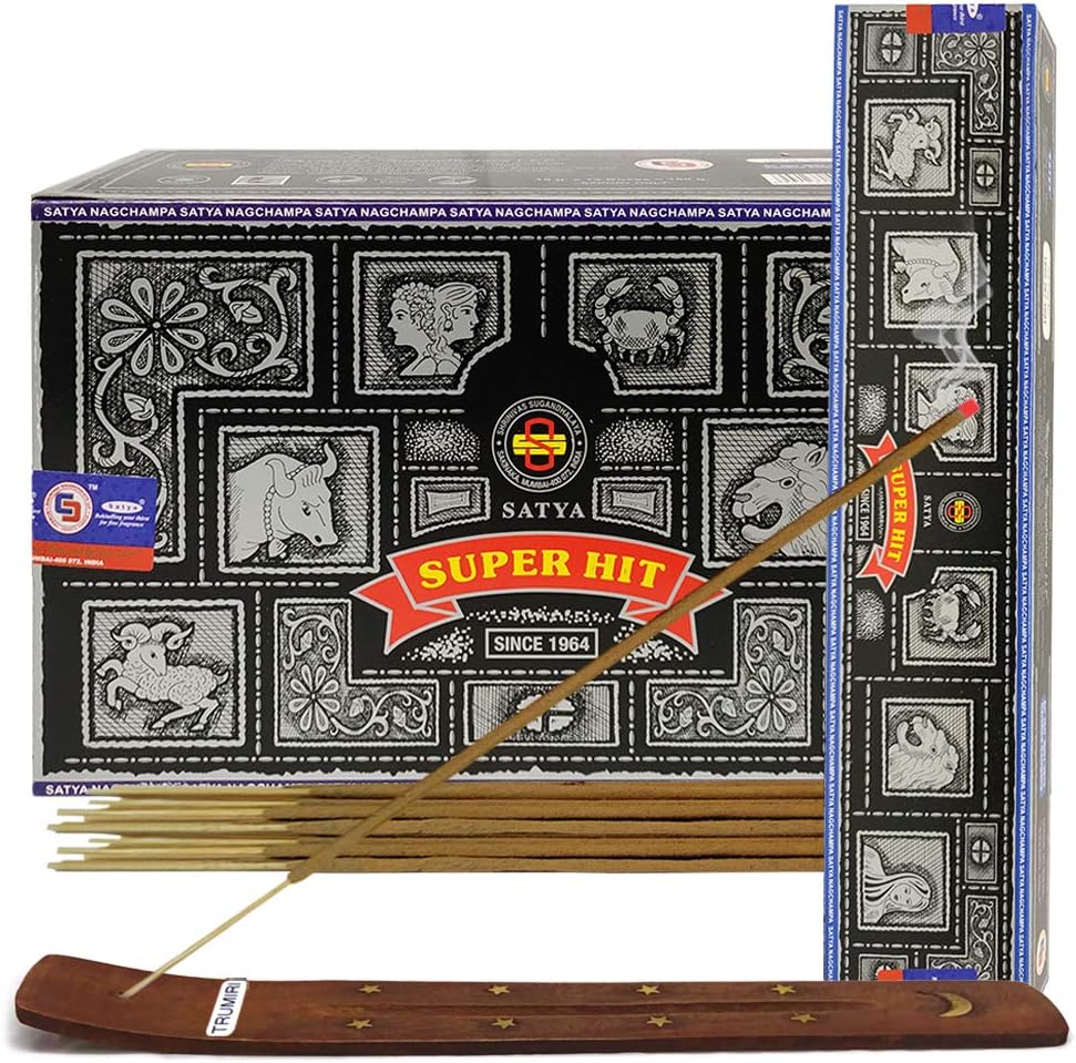 TRUMIRI Incense Stick Holder Bundle with Satya Sai Baba Nagchampa 250g Bulk Incense Sticks Nag Champa Agarbatti - Pack of 1 (Approx 250 Insence-Sticks)