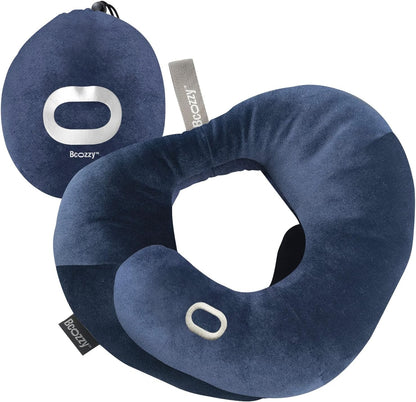 BCOZZY Travel Neck Pillow for Airplane – Patented Double Support for Head, Neck, and Chin. Best for Long Flights, Plane Sleeping, and Car Rides. Adjustable Size. Fully Washable. Carry Bag. Large, Gray