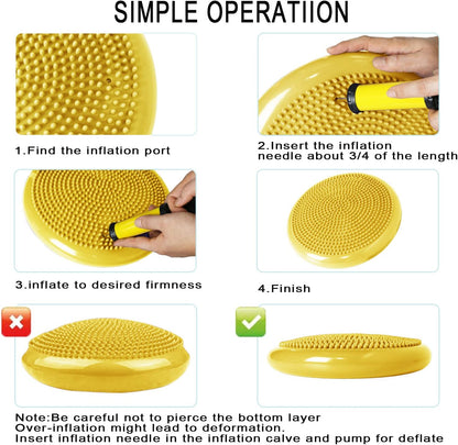 Wobble Cushion, Balance Disc, Wiggle Seat, Balance Pads for Physical Therapy, Stability Disc, Wobble Board for Dogs, Office, Sensory Kids, Classroom with Spiky Massage Ball