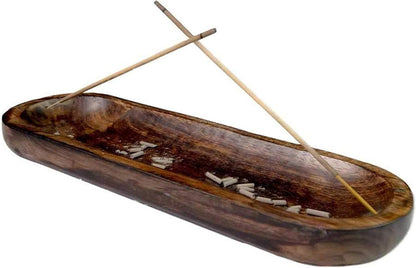 raajsee Wooden Rosewood Incense Holder - Incense Burner - Ash Catcher - Incense Stick Holder - Meditation & Yoga - Great Gift for Any Occasion Size 11x4 inch (Seven Chakra White)