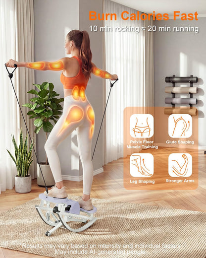 Rocking Steppers for Exercise at Home, Rocker Stepper Side to Side with Resistance Bands & Handlebar for Full Body Workout, Low-Impact Lateral Stepper Exercise Machine with Digital Monitor