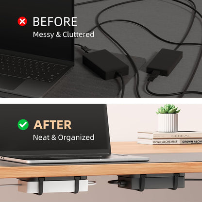 Upgraded Laptop Charger Holder,Adjustable Silicone Strap Power Brick Organizer With Heat Dissipation,Under Desk Cable Management Mount For Most Power Adapters,Chargers, Included Screws & Adhesive
