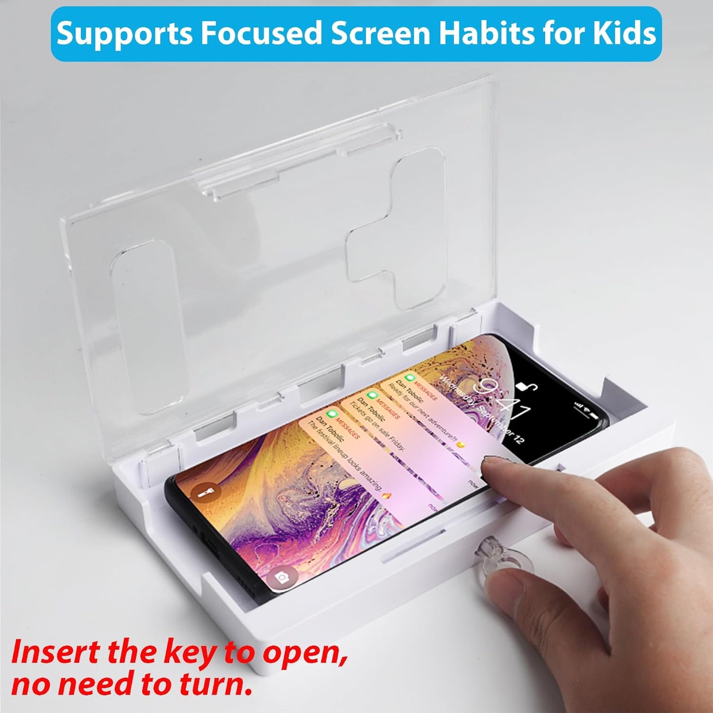 Cell Phone Lock Box – Portable Cell Phone Jail Box with 2 Keys Supports Focused Screen Habits for Kids, Students & Adults – Self-Control Locking Container Helps Reduce Distractions