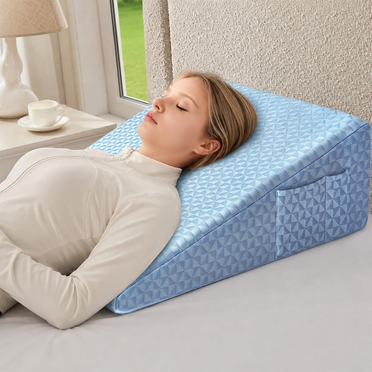 Nordjager Wedge Pillow for Sleeping, 24 x 24 x 10 Inch Bed Wedge