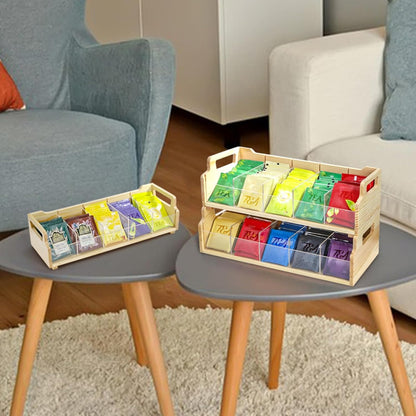 ZAVOOS 3 Tier Tea Bag Organizer with Acrylic Divider, 15 Compartments