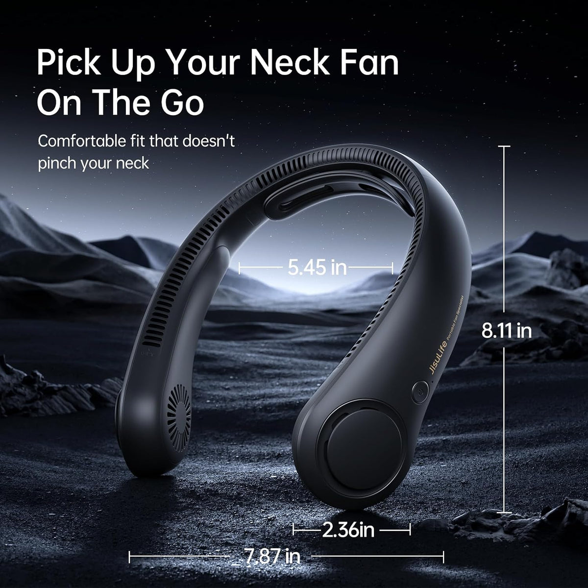 JISULIFE Portable Neck Fan Upgraded: Neckbrace Hands-Free, 5-Speed 5000 mAh