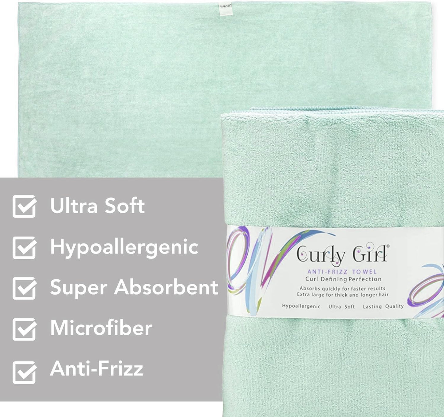 Curly Girl Towel for Women with Curls, Anti-Frizz, Absorbent, Fast Drying, Curly Hair, Microfiber Hair Drying Towel for Curls