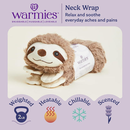 warmies Microwavable Neck & Shoulder Wrap - Soothing Microwavable Heat Relief - Warm Compress & Cooling Wrap - Lavender Weighted Neck Warmer for Aches & Pain - Brown, Lavender Scent