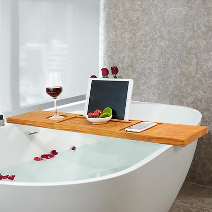 VaeFae Teak Bathtub Tray, Wooden Bath Caddy for Bathtub, Bath Tub Wood Table for Tub