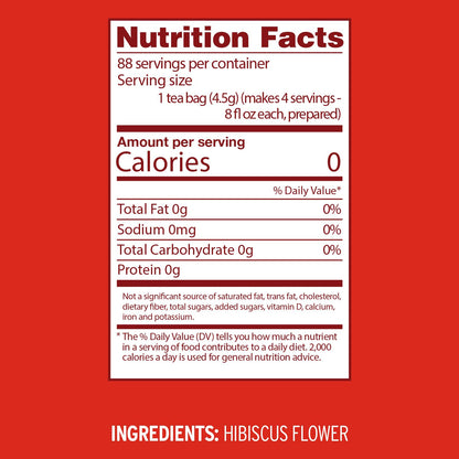 Luzianne Unsweetened Hibiscus Iced Tea Bags, Family Size, 22ct Box (Pack of 6)