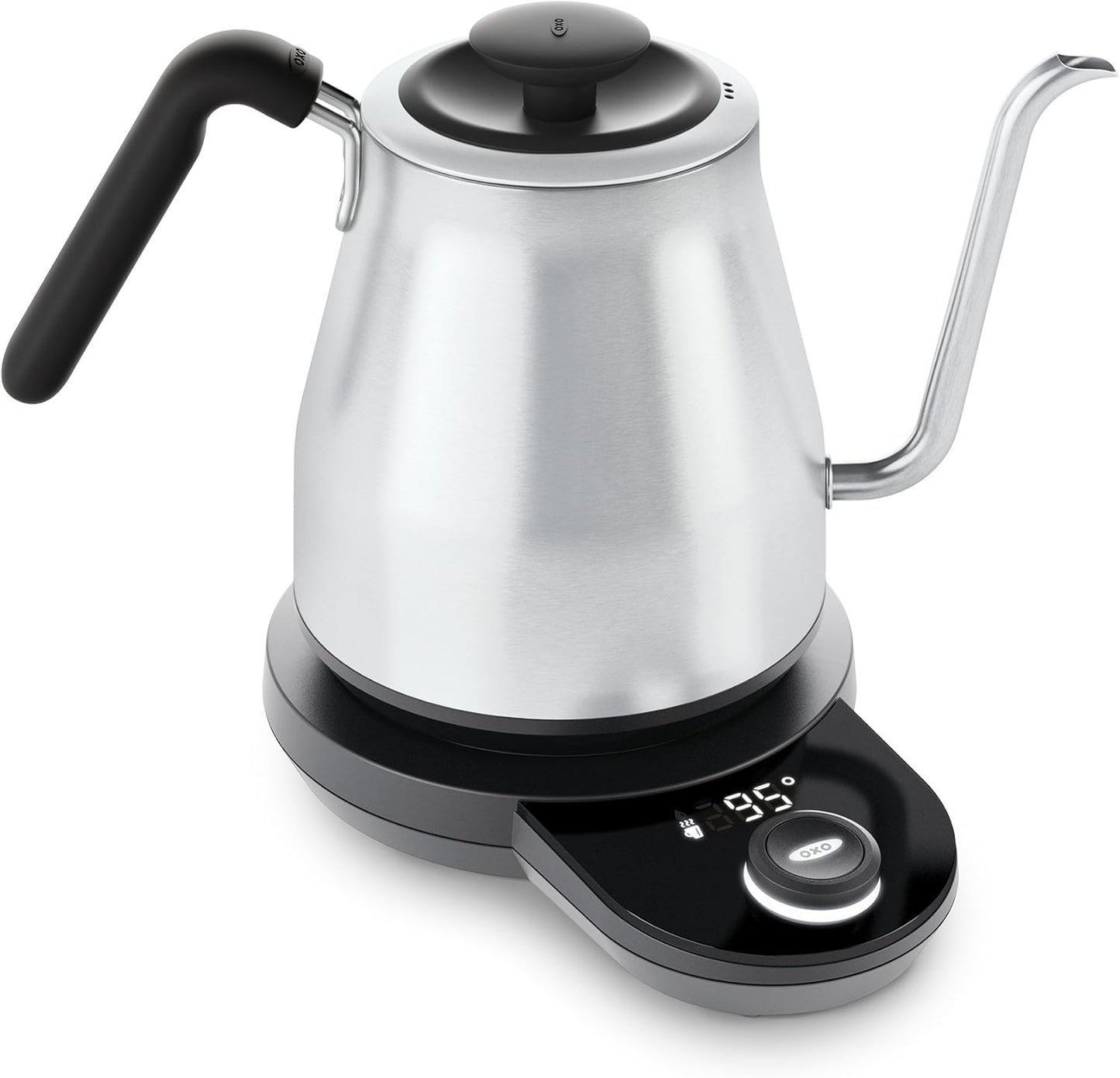 OXO Brew Adjustable Temperature Pour Over Kettle, 1 L, Gooseneck Electric Kettle, Stainless Steel with Timer