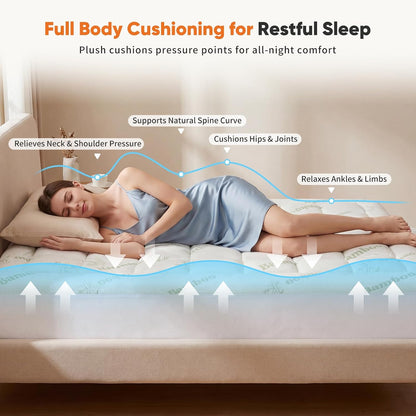 OLIXIS Twin Bamboo Viscose Mattress Topper, Cooling Breathable Bed Pad | OEKO-TEX Certified,Bamboo viscose ultra soft & cooling,Deep pockets fit 8-16" mattresses, Wick moisture for hot sleepers