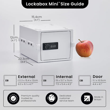 Lockabox Mini™ | Small Lock Box with Combination Lock (Half Letter Sized) | Mini Lockable Box for Small Medicines, Snacks & Mobile Phones | External Size 8.8 x 6.1 x 4.7 Inches (Crystal)