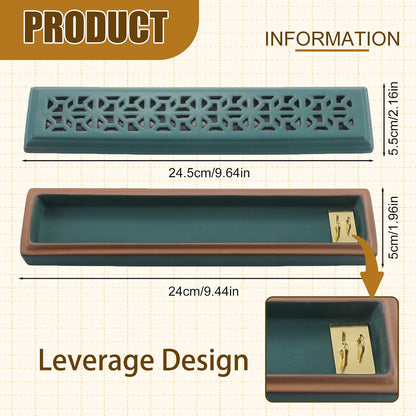 CEREMONY Incense Holder for Sticks, Ceramic Insence-Stick Holder Ash Catcher, Incense Holder Timkburner for Meditation Yoga Spa Room Incense Holder (Lever Brown)