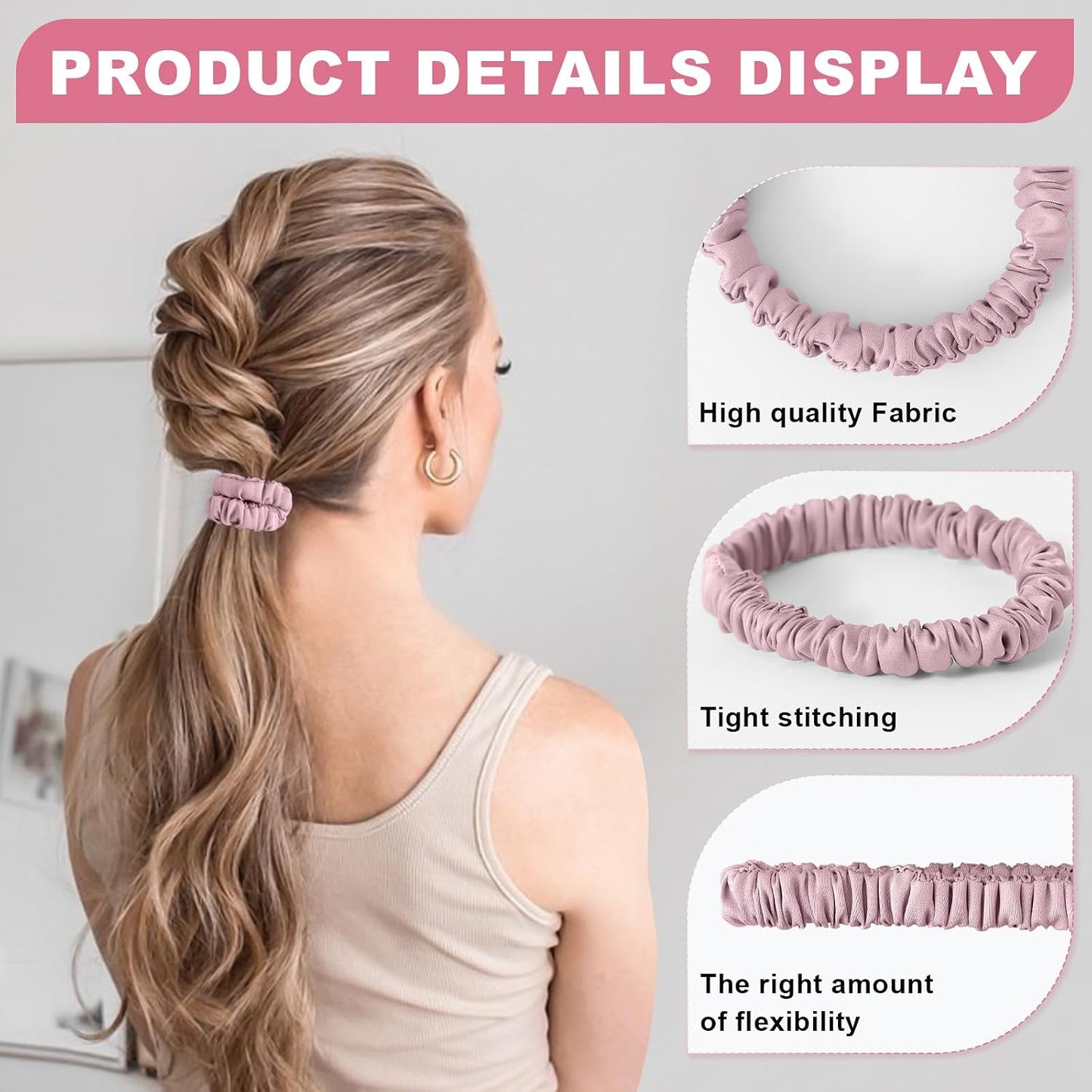 6Pcs Silk Hair Ties 100% Pure Mulberry Silk Scrunchies for Women Girls | No Hair Crease, Anti Frizz, Gentle Hold, No Damage, Black Brown Pink