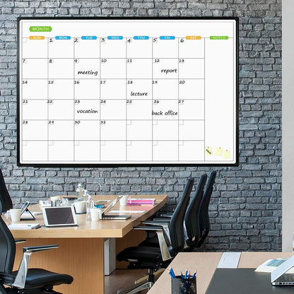 JILoffice Magnetic Dry Erase Calendar Whiteboard, 4 Month White Board Planner 36 X 24 Inch, Black Aluminum Frame Wall Mounted Board for Office Home and School