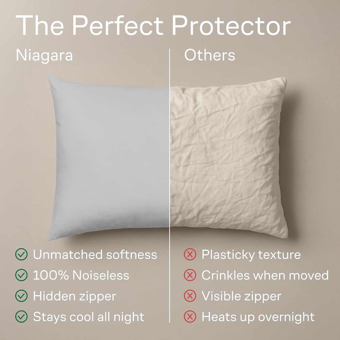 Ultra Soft Pillow Protectors with Zipper Standard Size - Set of 8 Breathable Pillow Covers - 100% Protection Against Stains, Dust & Dirt - Machine Washable (White)