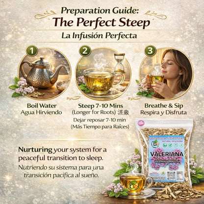 Valerian Root Herbal Tea – 4 oz (113g) – Promotes Restful Sleep Naturally – Calming Infusion – 100% Raw, Vegan, Caffeine-Free – Té de Valeriana – Relaxante y Natural – by BexpertsUSA