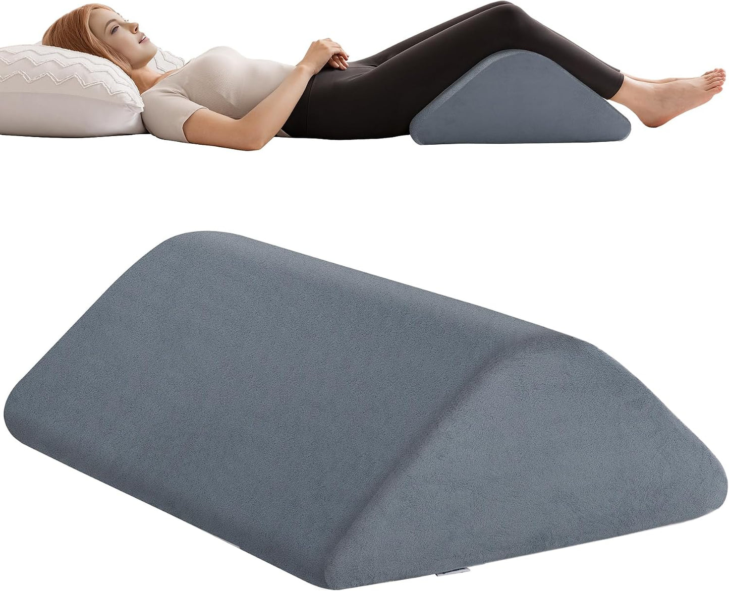 Knee Wedge Pillow for Post-Surgery Recovery-Leg Elevation Support for Sleep Position, Alleviating Lower Back & Hip Pain Enhancing Circulation in Ankles Legs Triangle Pillow with Removable Cover