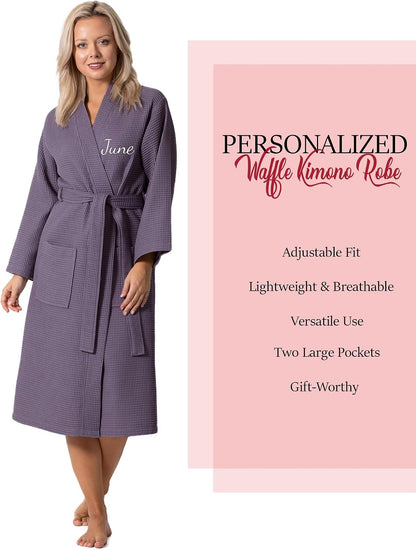 Turkish Linen Waffle Knit Lightweight Kimono Spa & Bath Robes for Women - Quick Dry - Soft
