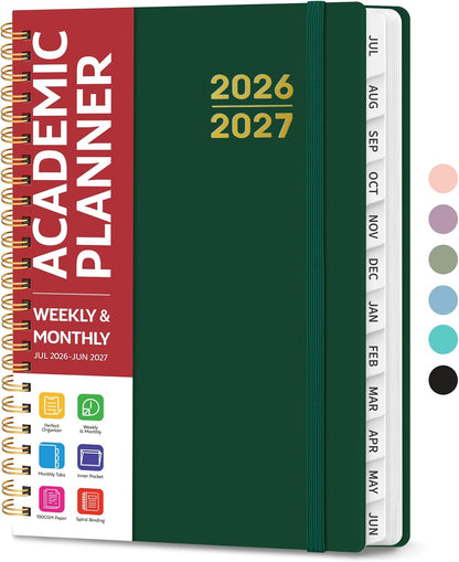 Planner 2026-2027 for Women & Men, Academic Monthly and Weekly Calendar Planner, Jul 2026 - Jun 2027, A5 (6.3" x 8.5"), Teacher Student Planning Book with Tabs, Ideal for Office School Supplies - Pink