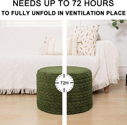 Round Pouf Ottoman Foot Stool 20x14In Ottoman Footrest for Couch Sofa Green