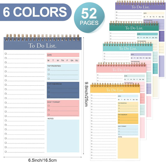 Thenshop 6 Pack To Do List Notepad Daily to Do List Note Notebook 52 Sheets