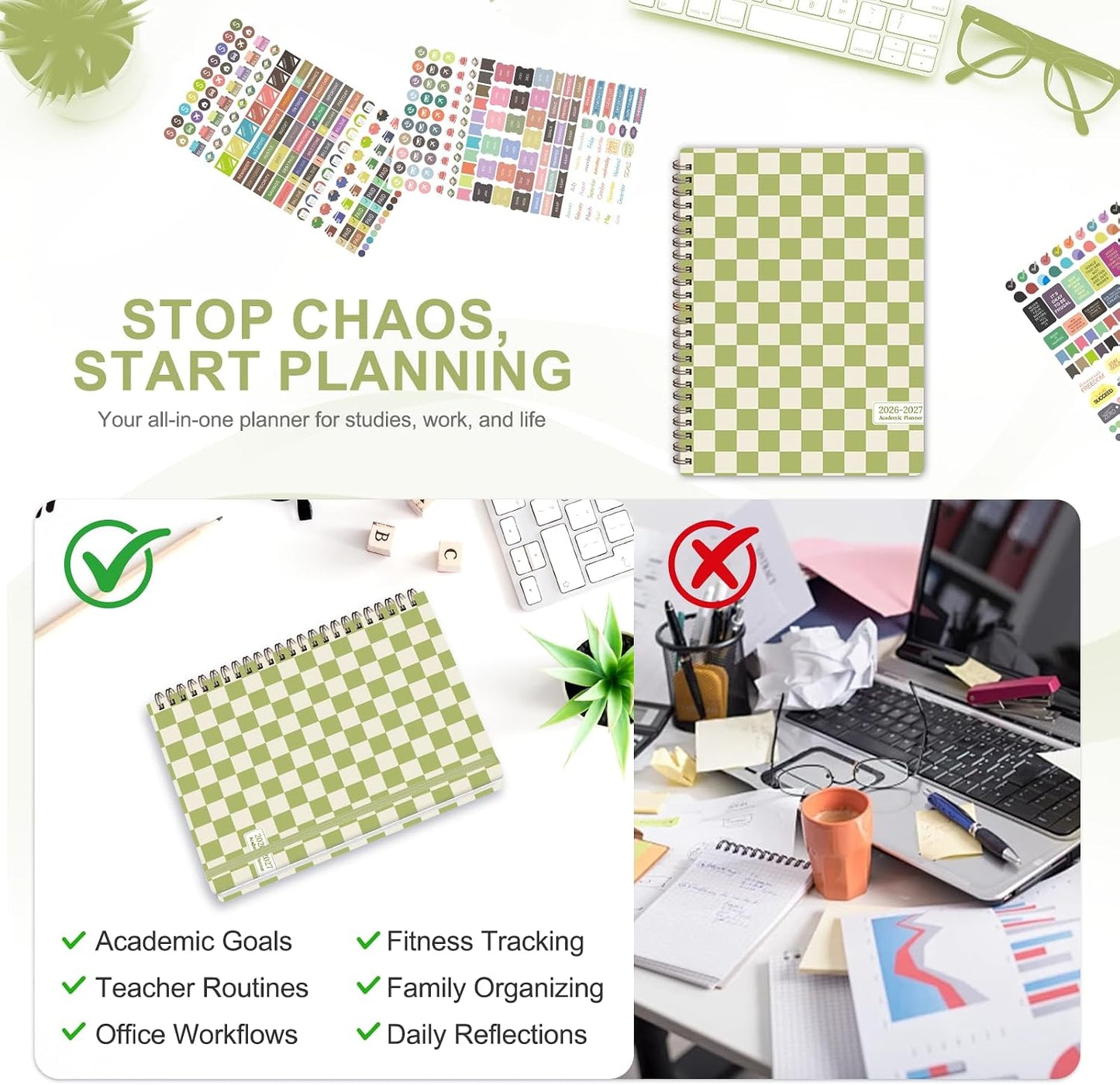 Planner 2026-2027, Weekly and Monthly Calendar Planner, JUL 2026 - JUN 2027 | A5(6.3'' x 8.5''), Hardcover, Agenda Book, Sprial Bound, Inner Pocket, Office and School Use
