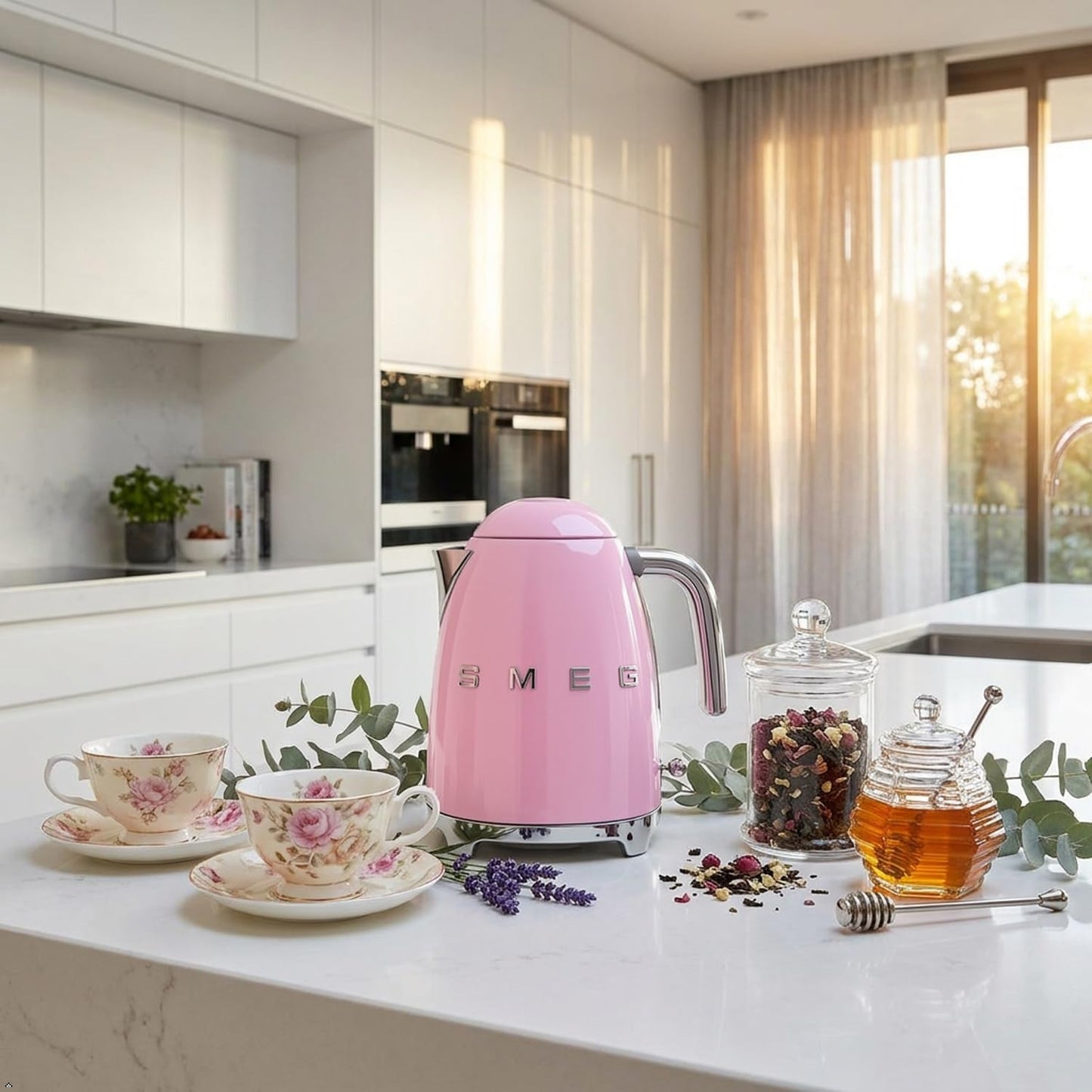 SMEG KLF03 Electric Kettle 1.7L (7 Cup), Retro Hot Water Boiler for Tea & Coffee, Fast Boiling, Auto Shut-Off, Soft Open Lid, 360° Swivel Base Countertop Kettle – Matte Champagne