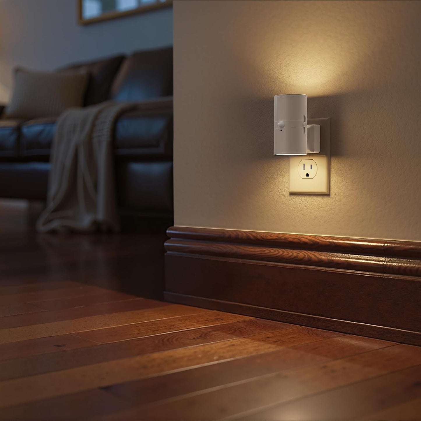 Briignite Night Lights Plug into Wall, Modern LED Night Light Plug in, Dusk to Dawn Sensor,Amber Night Light 0-100LM Adjustable Brightness, Dimmable NightLight for Hallway, Bedroom, Stairway, 2 Pack