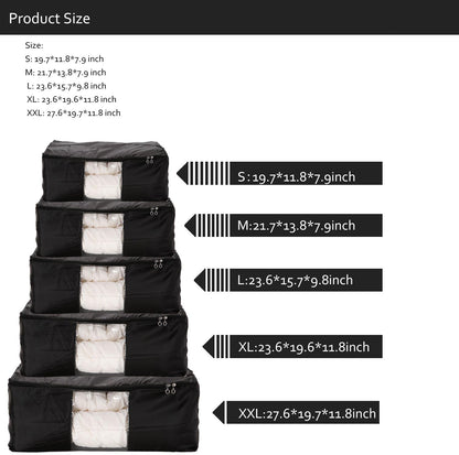 Blanket Storage Bags Pillow Bedspread Bedding Clothes Organizer Storage Containers With Zippers Breathable and Moistureproof. (Navy blue 2pcs, L)
