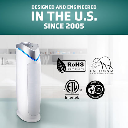 GermGuardian HEPA Air Purifier - Large Room Air Purifier for Bedroom, Office, Dorm, and Home - Filters Pet Dander, Dust, Pollen, Smoke, Scents - AC4825E - 22" Tower - Gray