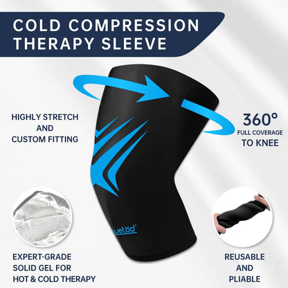 Knee Ice Pack Wrap Extended Ice Packs for Injuries Reusable Leg Freeze Compression Sleeves, Gel Cooling Knees Brace Cold Hot Packs Therapy Flexible for Pain Relief, Surgery Recovery Gift for Women Men