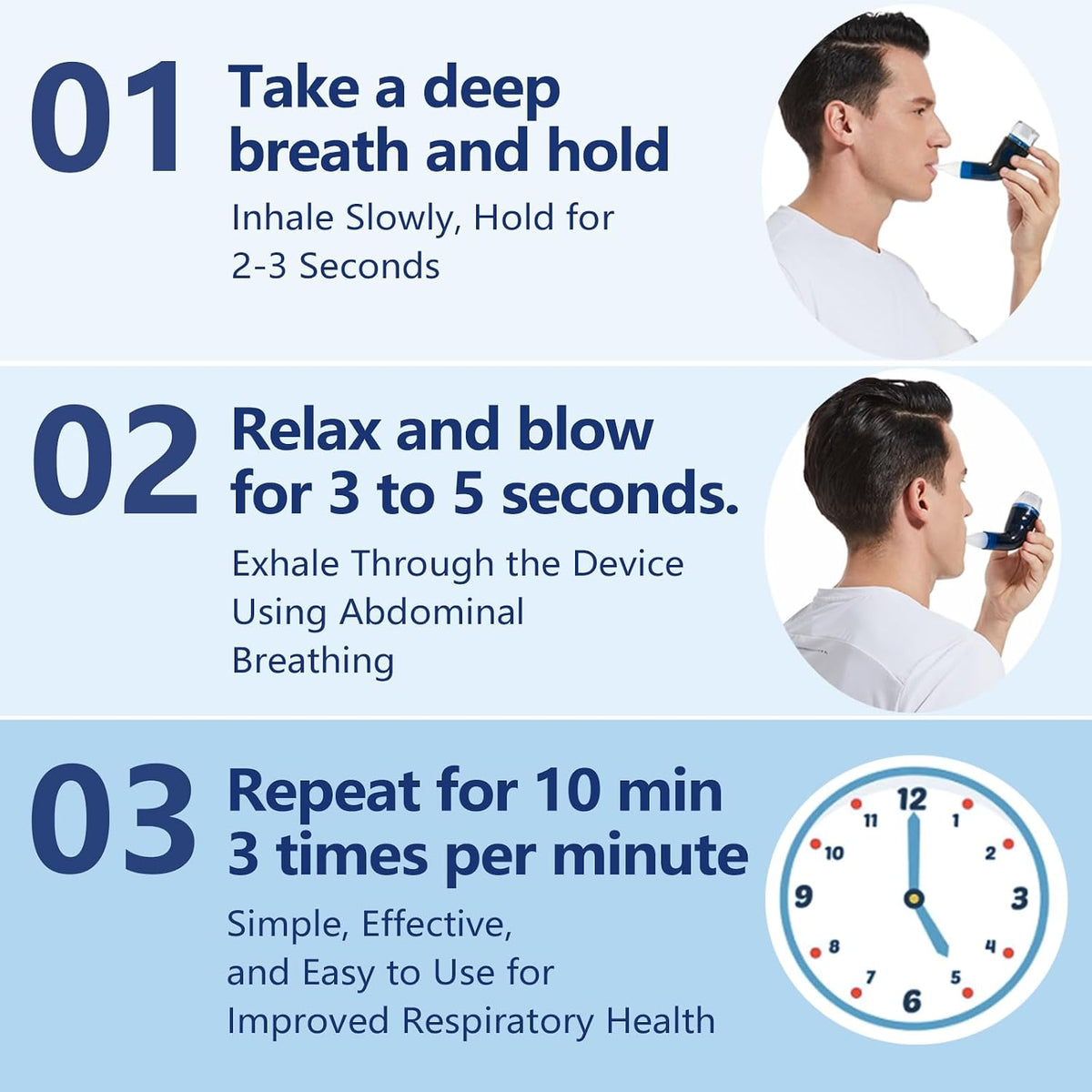 Flutter Valve Breathing Exercise Device for Lungs, Mucus Removal Device, Adjustable Resistance Breathing Trainer, Portable Lung Exerciser for Mucus Clearance