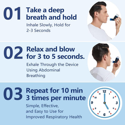 Flutter Valve Breathing Exercise Device for Lungs, Mucus Removal Device, Adjustable Resistance Breathing Trainer, Portable Lung Exerciser for Mucus Clearance