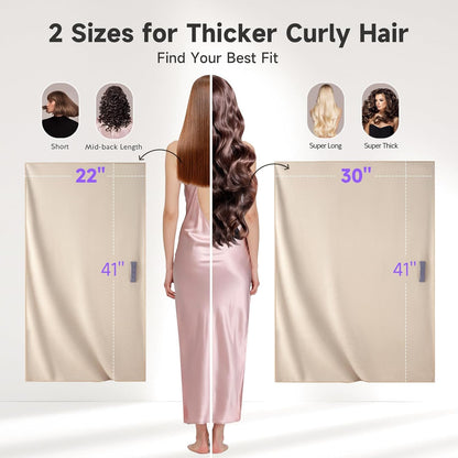Umisleep 100% Microfiber Hair Towel, 41" x 22" Super Absorbent Towel Wrap with Elastic Loop, Large Curly Hair Towel for Women Long, Thick Hair, Camel