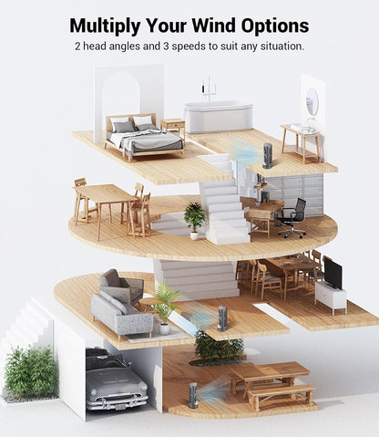 Personal Tower Cooling Fans that Blow Cold Air, Standing Small Desk Fan with 3 Speeds & Timer, 60° & 110° Oscillating Table Fan, Quiet and Safe Electric Floor Fan for Bedroom, Bedside, Home, Office