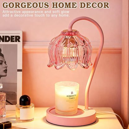 Funistree Flower Candle Warmer Lamp with Timer, Dimmable Candle Lamp Warmer, Christmas Birthday Gifts for Women Mom Her, Housewarming Home Decor, Lotus Wax Warmer for Yankee Candles - Lily Amber