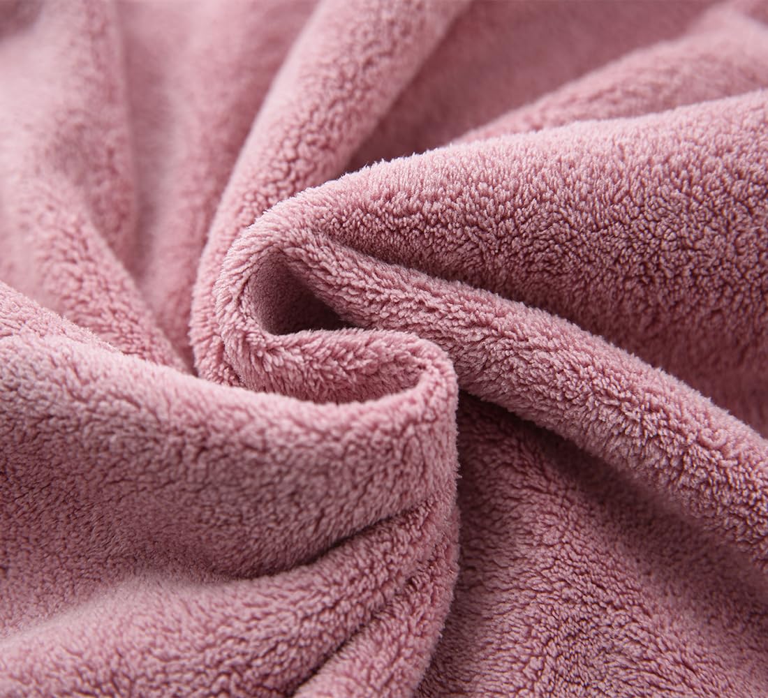 M-bestl 2 Pack Microfiber Hair Towel Wrap,Hair Drying Towel with Button,Quick Dry Hair Towel Turban for Women,Absorbent Anti-frizz Head Towel for Long Thick Curly Hair(Pink&Beige)