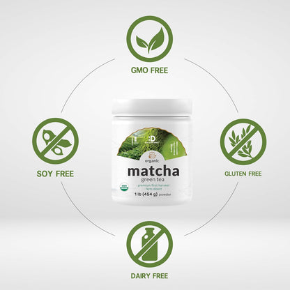 Organic Matcha Green Tea Powder, 2 lb (907g) | First Harvest, Culinary Grade | Japanese Sourced Cafe Mix | Zero Sugar, Keto Friendly, Non-GMO, Vegetarian