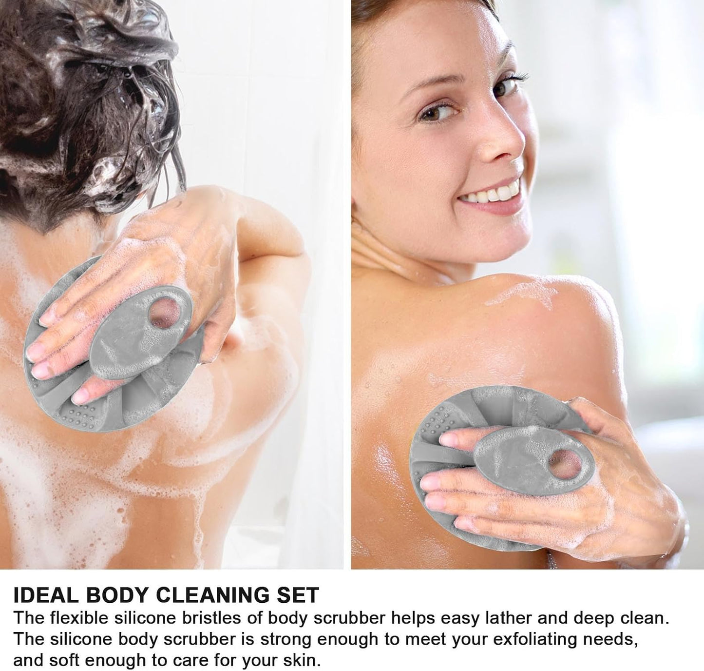 INNERNEED Soft Silicone Body Cleansing Brush Shower Scrubber, Gentle Exfoliating and Massage for All Kinds of Skin (Dark Green)