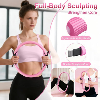 Home Pilates Essentials Kit for Women, Pilates Kit for Home Workouts, Pilates Equipment with Figure 8 Resistance Band, 14" Magic Circle, Yoga Ring, Pilates Accessories Set for Starter Workout