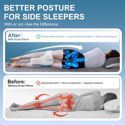 UJPFEO Knee Pillow for Side Sleepers,Leg Pillows for Sciatica,Knees,Hips,Joints Between Legs,Back Pain Relief When Side Sleeping Spine Alignment Support for Knee Surgery Recovery