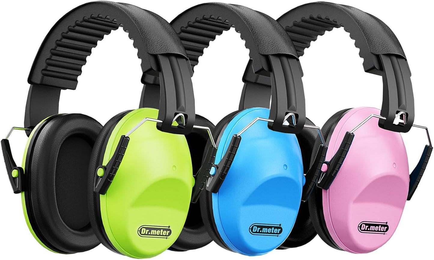 Dr.meter Ear Muffs for Noise Reduction: 27.4SNR Noise Cancelling Headphones for Kids Adults, EM100 Adjustable Hearing Protection Earmuffs for Monster Jam, Autism Sensory, Concerts, Fireworks- 3PACK