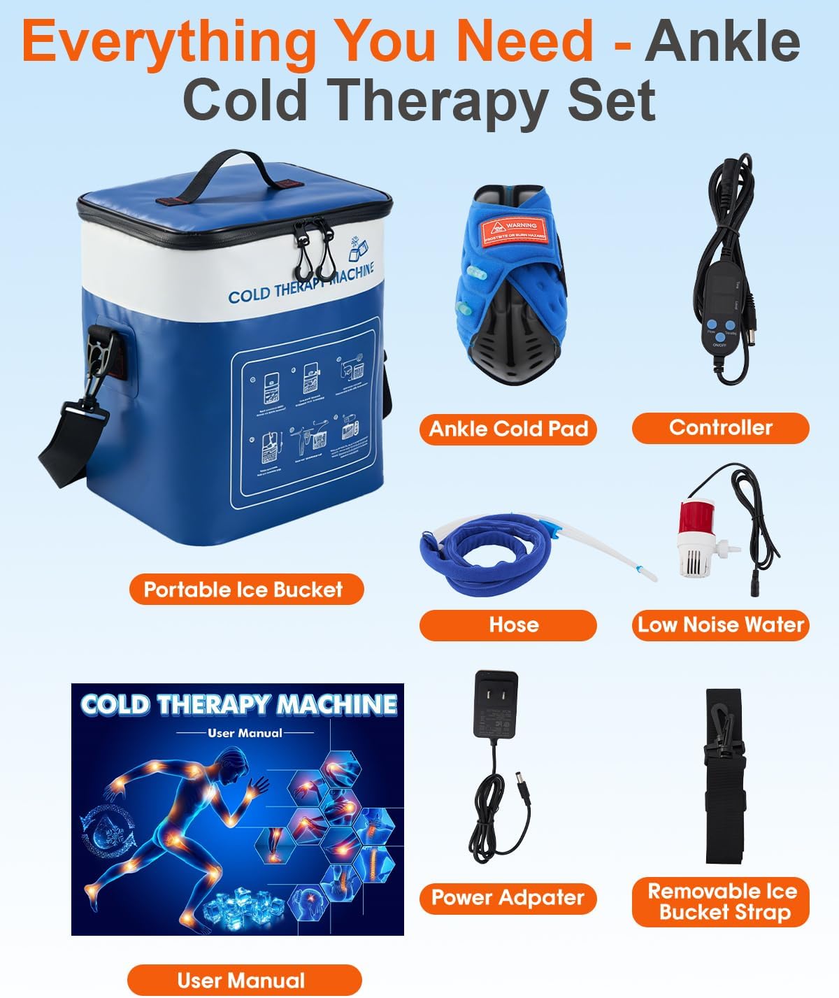 Cold Therapy Machine for Elbow, Ice Machine for Tennis Elbow&Post-Surgery Recovery, Cryotherapy Device with Temp Display & 3 Flow Modes, Adjustable Elbow Wrap for Arthritis, Bursitis, Swelling Relief