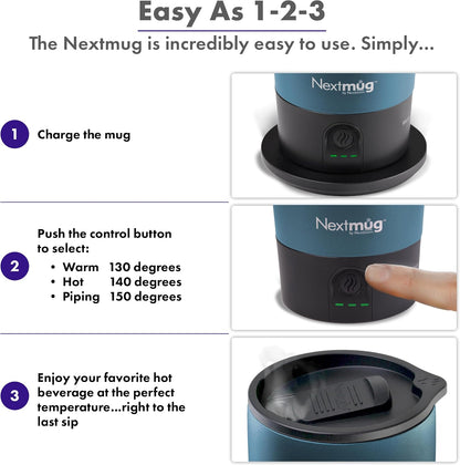 Nextmug Go - Temperature-Controlled, Self-Heating Travel Mug