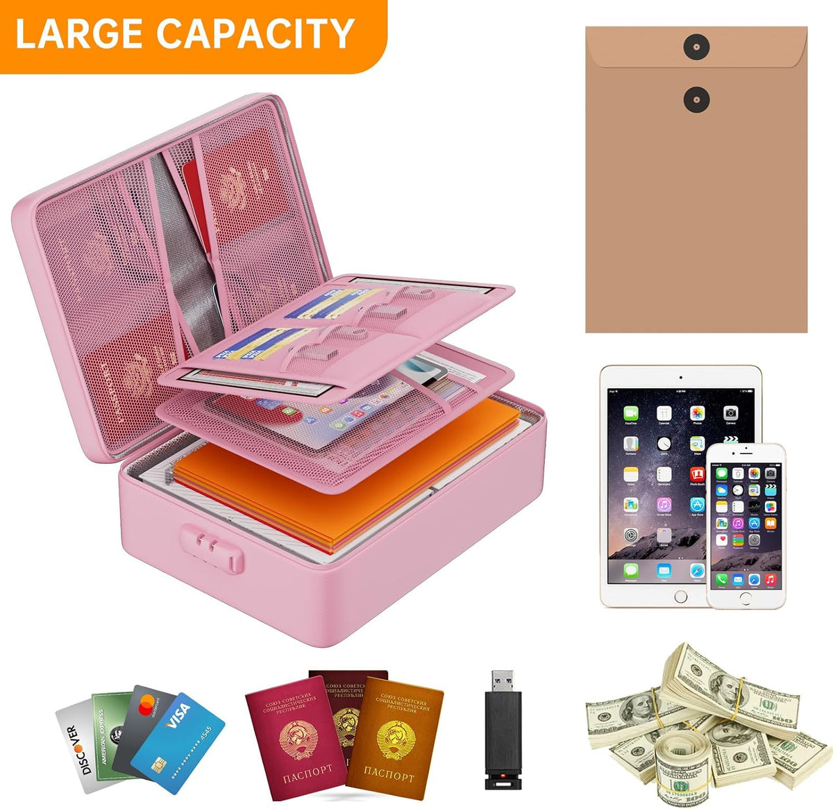 DocSafe 5200°F Fireproof Document Organizer Box with Lock, Heat Insulated
