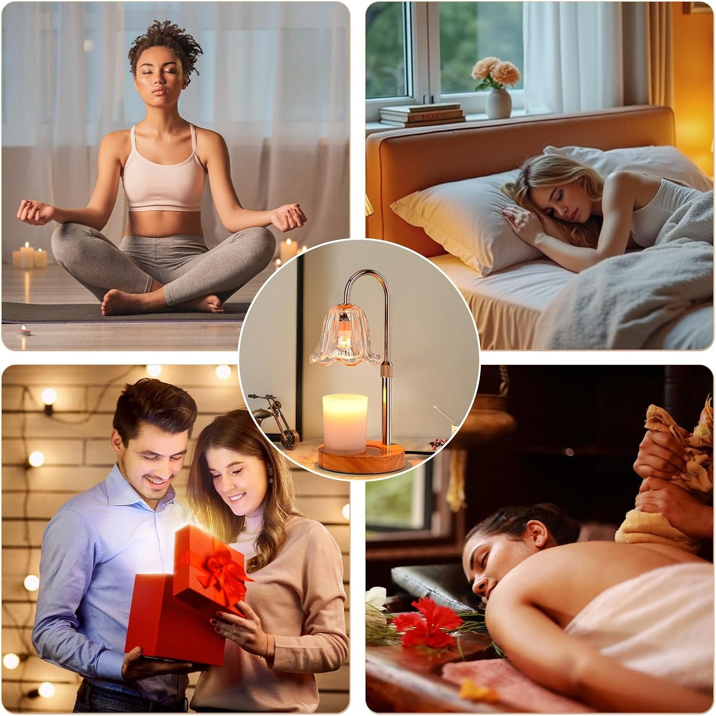 Candle Warmer Lamp Electric Timer: Dimmable Candles Warming Lamps - Height Adjustable Burner Jar - No Flame Scented Melts Wax - All Candle Jars Home Decor Table Light