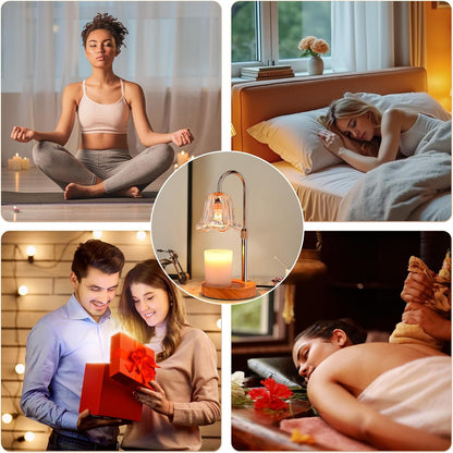 Candle Warmer Lamp Electric Timer: Dimmable Candles Warming Lamps - Height Adjustable Burner Jar - No Flame Scented Melts Wax - All Candle Jars Home Decor Table Light