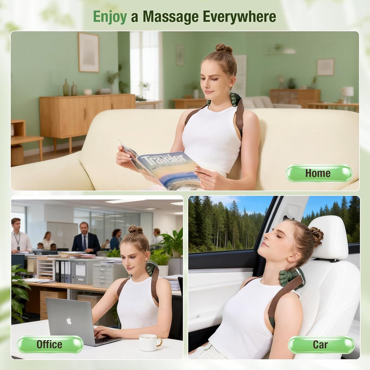 4D Wireless Neck Massager with Heat, Portable Bionic Massage with Real Human Hand Kneading, Neck Massager for Pain Relief Deep Tissue, Body Muscle Pain Relief, Perfect Relaxation Gifts for Men Women